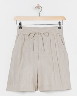 Sand Linen Mix Knee Length Shorts
