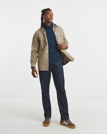 Long Sleeve Jersey Roll Neck Long Length- Navy