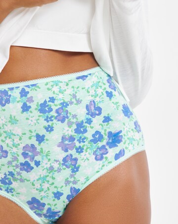 Pretty Secrets (7 Pack) Cotton Full Fit Brief Knickers Aqua Floral