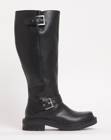 Eden Buckle Detail Knee High Boots - Wide Fit (E) & Curvy Calf
