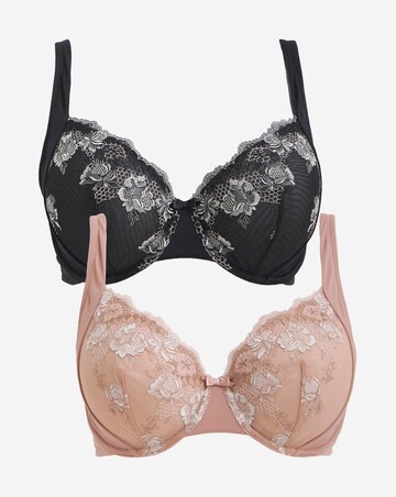 Pretty Secrets (2 Pack) Libby Full Cup Bras (B-G) Almond/Black