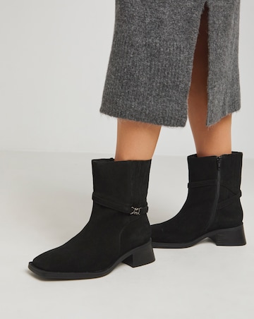 Heavenly Soles Phoenix Suede Square Toe Boots Concealed Gusset - Wide Fit (E)