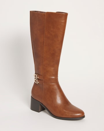 Cushion Walk Block Heel Knee High Boot Extra Wide EEE Fit Standard Calf