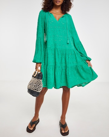 Beach to Beach Green Broderie Beach Dress