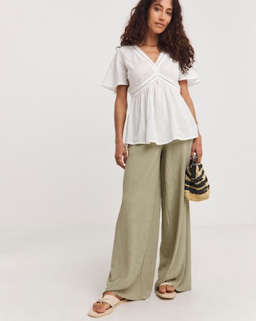 Trim Detail Flutter Sleeve Top