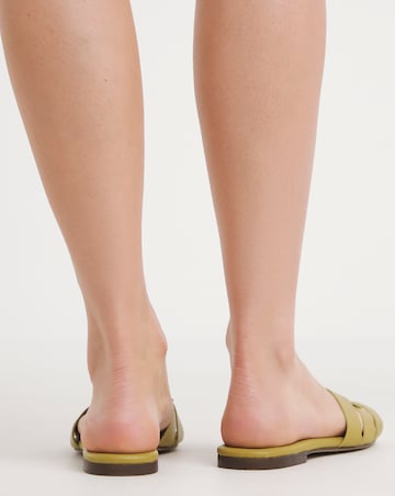 Wisteria Leather Woven Flat Mule Wide E Fit