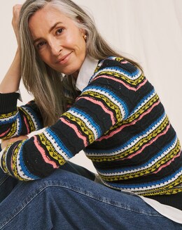 Julipa Pointelle Contrast Stitch Jumper