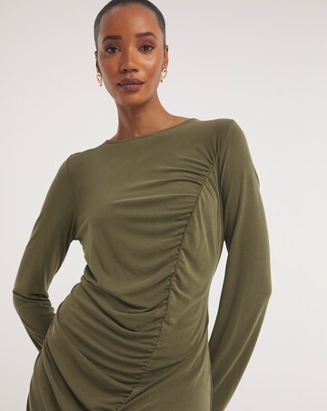 Jersey Model Ruched Seam Midi Dress