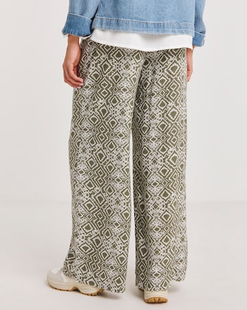 Printed Spun Viscose Pull On Wide Leg Trousers