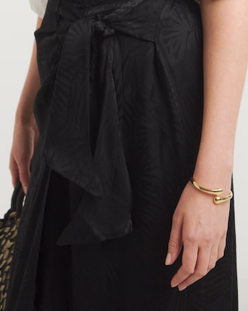 Printed Satin Jacquard Wrap Skirt