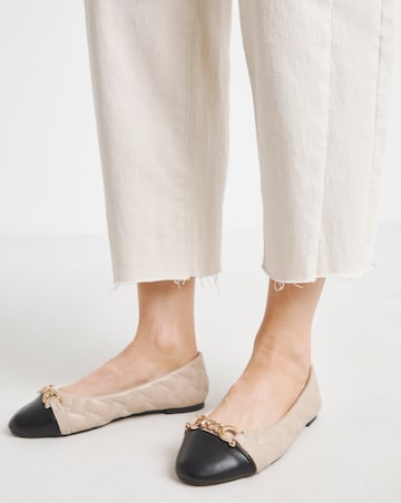 Ari Quilted Ballerinas With Trim - Extra Wide Fit (EEE)