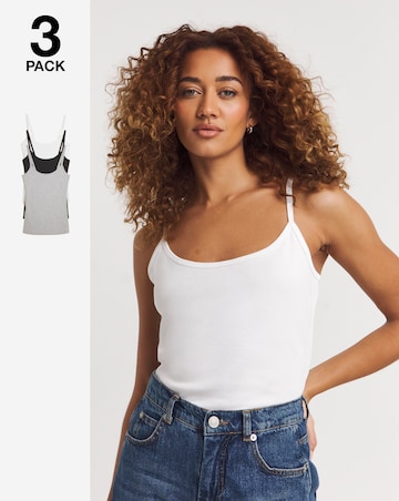 Black White & Grey 3 Pack Cami Vest