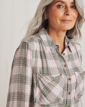 Julipa Embroidered Check Longline Shirt