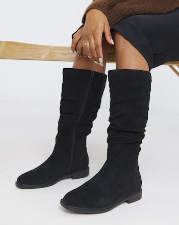 Pebble Knee High Ruched Boots - Extra Wide Fit (EEE) & Standard Calf