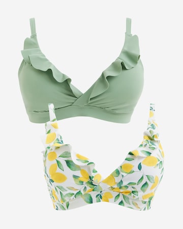 Simply Be Value 2 Pack Plunge Ruffle Bikini Tops