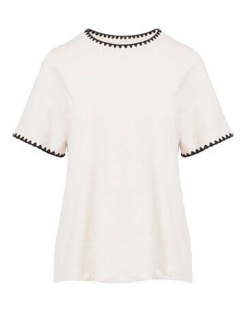Oatmeal Crew Neck Stitch Detail Boxy T-Shirt
