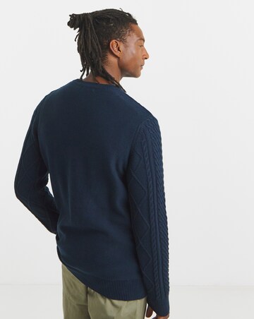 Dark Navy Cable Knit Crew Neck