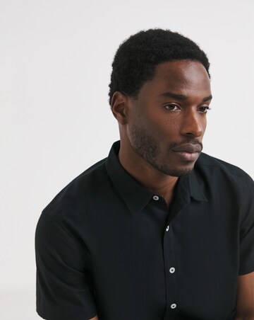 Short Sleeve Linen Blend Shirt