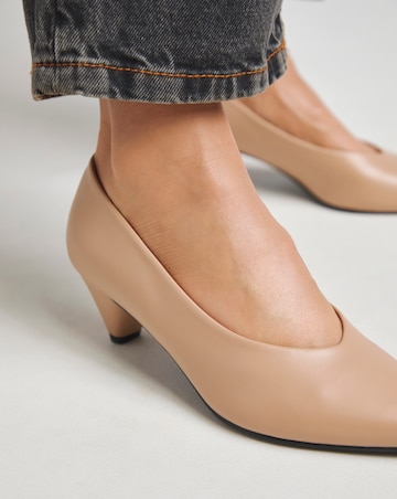 Tanya Low Kitten Heel V Cut Court Shoes - Extra Wide Fit (EEE)