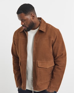 Jack &amp; Jones Premium 100% Suede Jacket - Tan