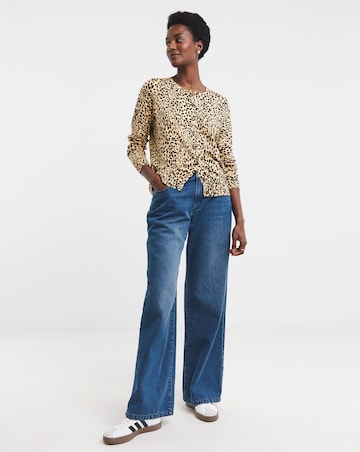 Animal Print Crew Neck Cardigan