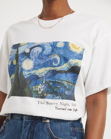 White Van Gogh Starry Night Graphic T-Shirt