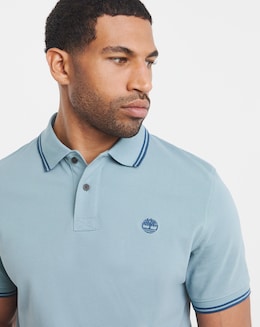 Timberland Millers River Tipped Pique Polo -  Blue