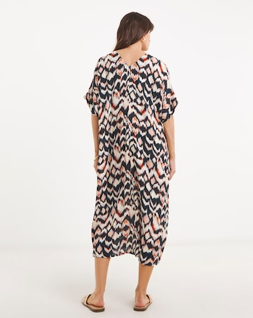 Textured Crinkle Kaftan Overhead Midi Dress