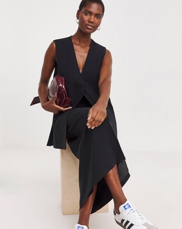 Black Split Front Pencil Skirt