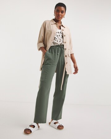 Stone Twill Tie Waist Overshirt