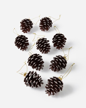 Set of Hanging Pinecones with Glitter - Set of 6