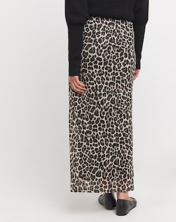 Animal Jersey Mesh Column Maxi Skirt