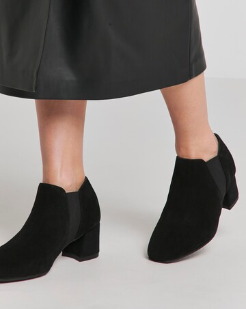 Heavenly Soles Colette Leather Mid Block Heel Shoe Boots - Extra Wide Fit (EEE)