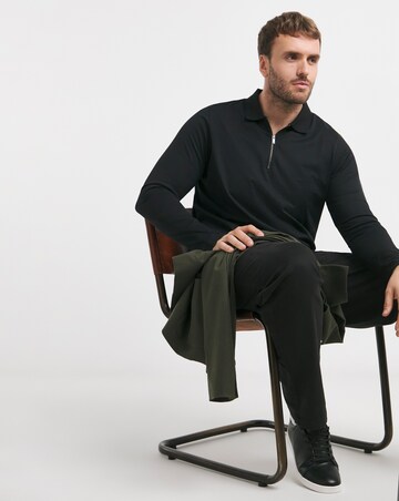 Premium 100% Mercerised Zip Polo- Black