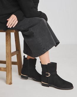 Heavenly Soles Indi Ankle Boots With Buckle Strap - Extra Wide Fit (EEE)