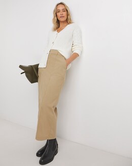 Dark Stone Lyocell Rich Maxi Column Skirt