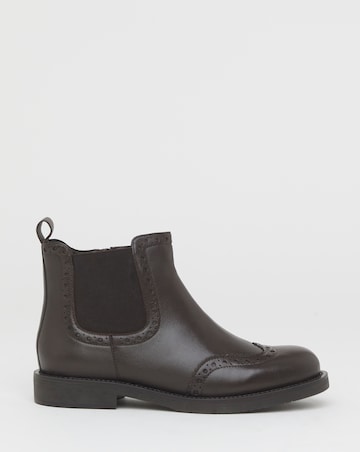 Samanatha Leather Chelsea Boot With Brogue Detailing - Extra Wide Fit (EEE)
