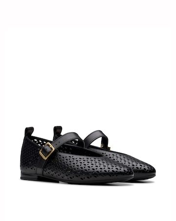 Clarks Black Fawna Jane Leather Ballerina Standard Fit