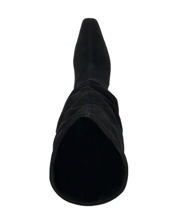 Dune Saunders Black Leather Slouch Knee-High Boots Standard Fit