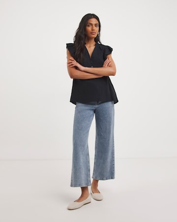 Frill Sleeve Cheesecloth Blouse