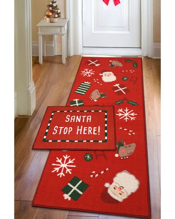 Santa Runner and Doormat Set