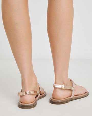 Simply Be Karma Diamante Sparkly Toe Post Sandals - Wide Fit (E)