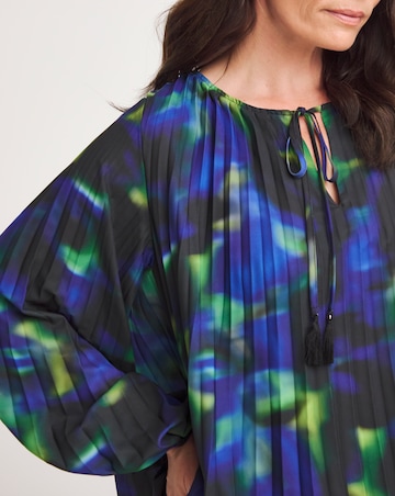 Joanna Hope Pleated Keyhole Blouse
