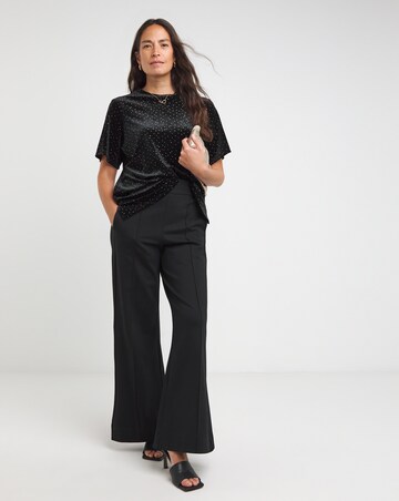 Black Short Sleeve Velvet Heatseal Top