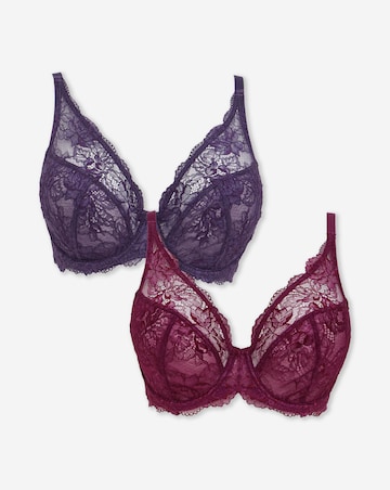 Pretty Secrets (2 Pack) New Ella Full Cup Wired Bras (C-J) Fig/Cherry