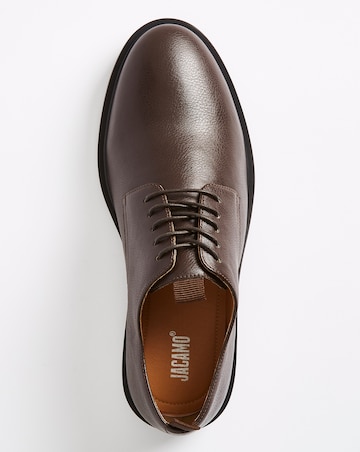 Brown Lace Up Leather Look Shoe Wide