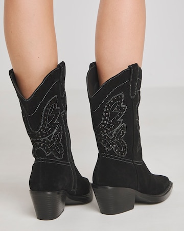Daytona Suede Western Mid Calf Boots - Wide Fit (E) & Standard Calf