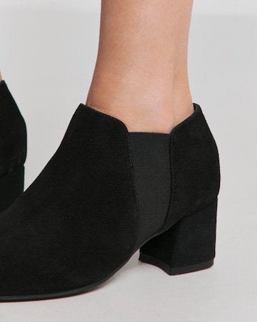 Heavenly Soles Colette Leather Mid Block Heel Shoe Boots - Extra Wide Fit (EEE)