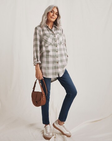 Julipa Embroidered Check Longline Shirt