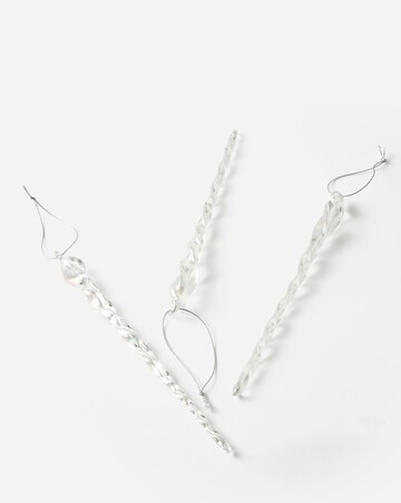 Set of 6 Clear Iridescent Glass Icicle Tree Decorations